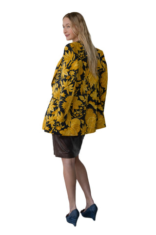 Vintage Luarte de Legare Black Blazer with Yellow Flower Print