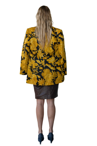 Vintage Luarte de Legare Black Blazer with Yellow Flower Print