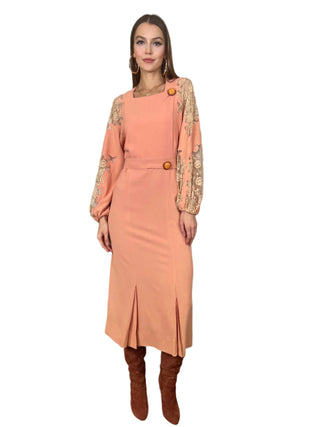 Flora, 40s Pink Crepe and Lace Dress