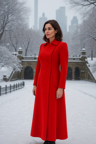 Vintage Red Wool Coat with Silk Lining | 1950s-60s Union-Made USA