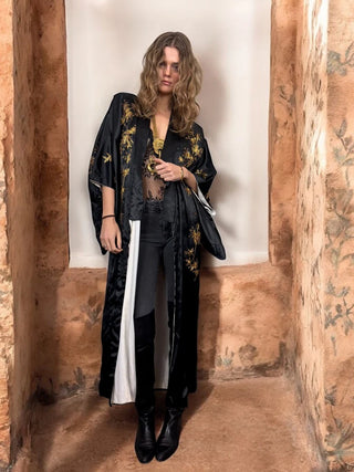 Clothilde, Japanese 40s Gold Peacock Embroidered Kimono