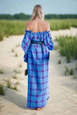 Vintage 1980s Bill Tice Plaid Silk Caftan