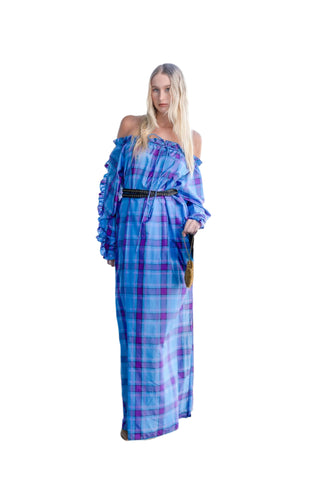 Vintage 1980s Bill Tice Plaid Silk Caftan