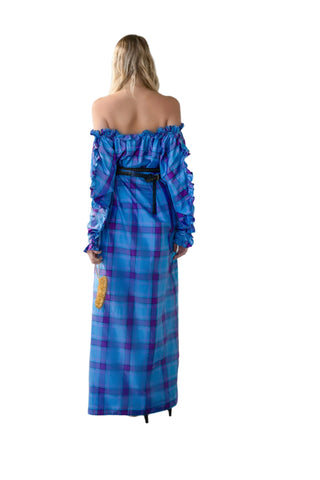 Vintage 1980s Bill Tice Plaid Silk Caftan