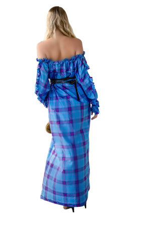 Vintage 1980s Bill Tice Plaid Silk Caftan