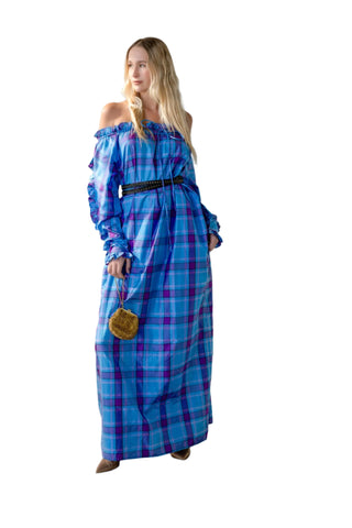 Vintage 1980s Bill Tice Plaid Silk Caftan