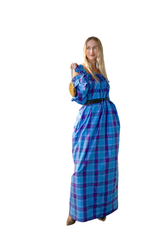Vintage 1980s Bill Tice Plaid Silk Caftan