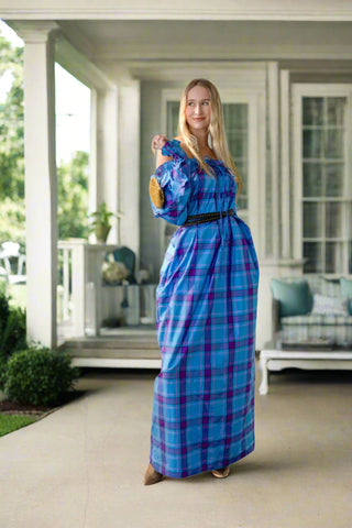 Vintage 1980s Bill Tice Plaid Silk Caftan