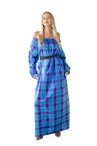 Vintage 1980s Bill Tice Plaid Silk Caftan