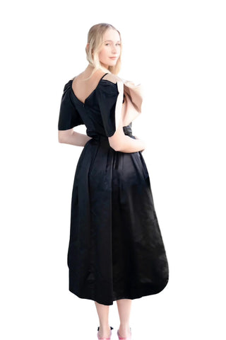 Vintage 1980s Mimi Trujillo Black & Pink Satin Evening Gown