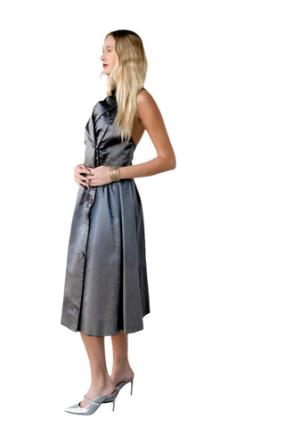 Rare Vintage 1950s Madeleine De Rauch Grey Silk Skirt Ensemble