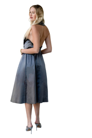 Rare Vintage 1950s Madeleine De Rauch Grey Silk Skirt Ensemble