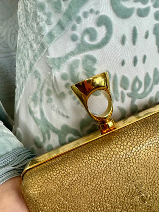 Tom Ford, Gold Faux Chargreen Gold Ring Clutch