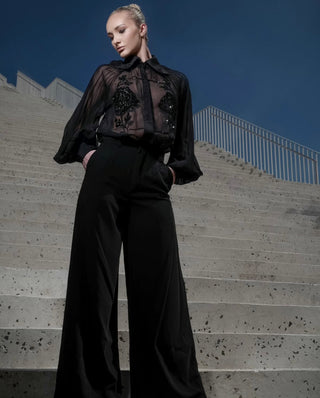 Harmony Couture Hand Embroidered Sheer Blouse