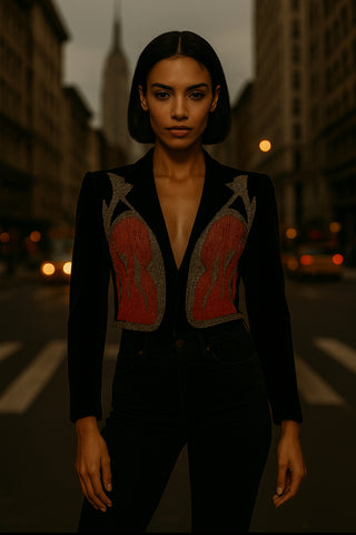 Stephen Burrows for Saks Fifth Avenue Beaded Phoenix Flame Jacket - Rare Collectible Vintage Couture