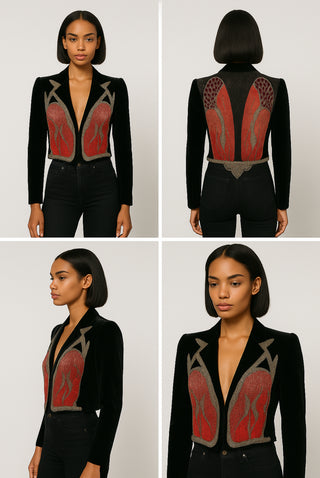 Stephen Burrows for Saks Fifth Avenue Beaded Phoenix Flame Jacket - Rare Collectible Vintage Couture