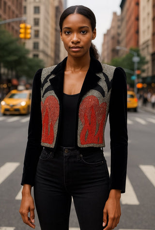 Stephen Burrows for Saks Fifth Avenue Beaded Phoenix Flame Jacket - Rare Collectible Vintage Couture