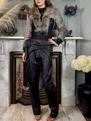 Birdie, 70s Leather and Fur Jacket