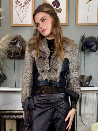 Birdie, 70s Leather and Fur Jacket
