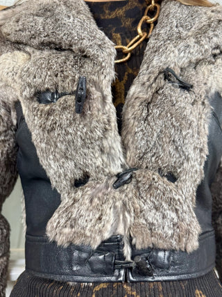 Birdie, 70s Leather and Fur Jacket