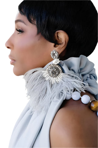 Ranjana Khan Ostrich Feather Clipon Earrings