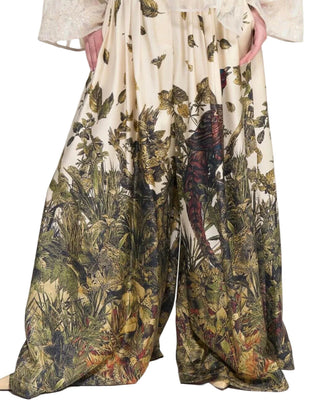 Wild Printed Silk Wide-Leg Trousers