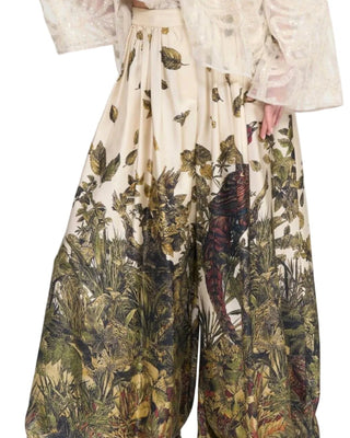 Wild Printed Silk Wide-Leg Trousers
