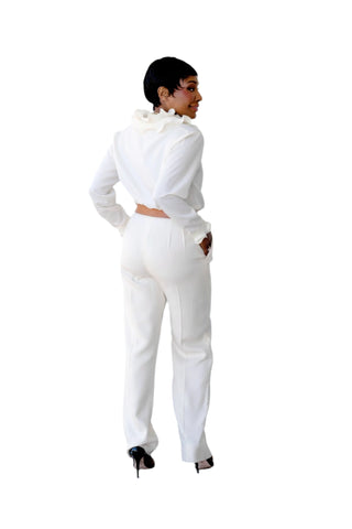 Vintage Yves Saint Laurent Cream High-Waisted Trouser Pants