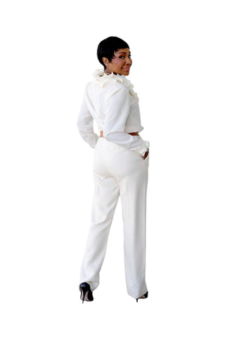 Vintage Yves Saint Laurent Cream High-Waisted Trouser Pants