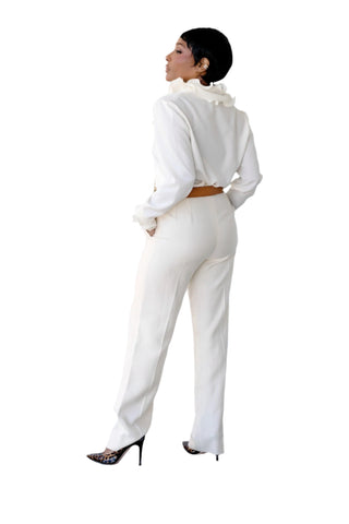 Vintage Yves Saint Laurent Cream High-Waisted Trouser Pants
