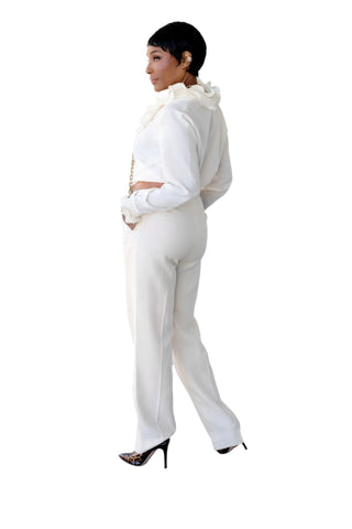 Vintage Yves Saint Laurent Cream High-Waisted Trouser Pants