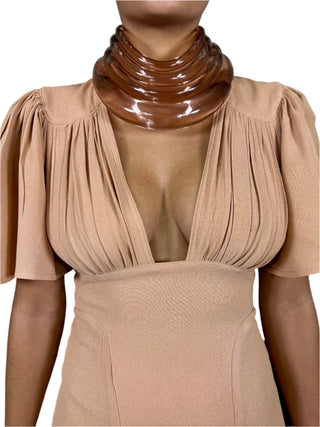 Claire, Modernist Light Brown Perspex Tiered Choker