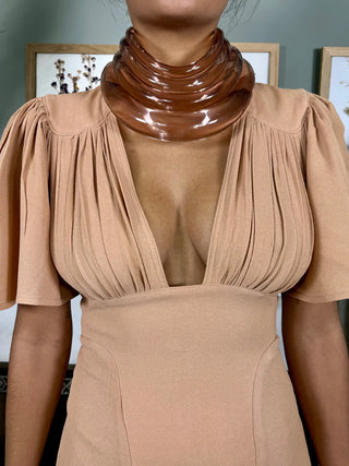 Claire, Modernist Light Brown Perspex Tiered Choker