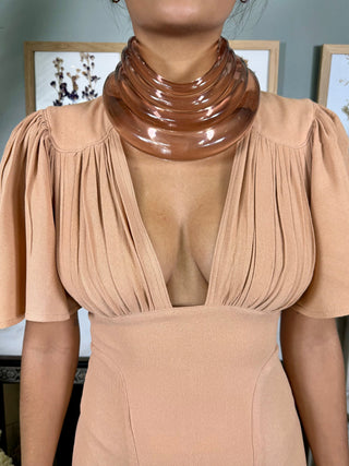 Claire, Modernist Light Brown Perspex Tiered Choker