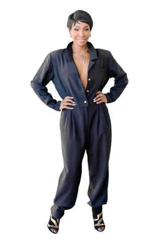 Vintage Pantasia Black Jumpsuit (La Petite)