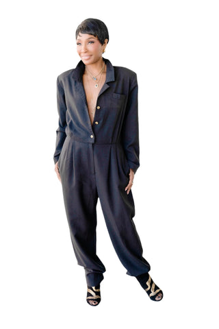 Vintage Pantasia Black Jumpsuit (La Petite)