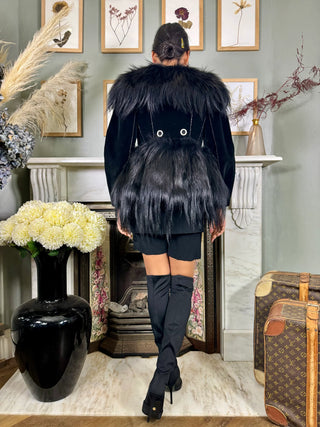 Alexander McQueen, Y2K Velvet and Faux Fur Biker Jacket