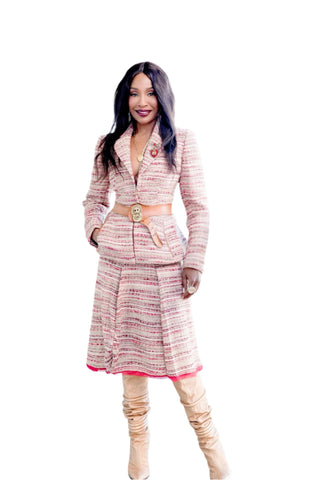 Vintage 1990s Prada Nubby Wool Two-Piece Skirt Set