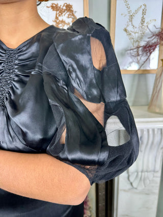 Hera, 30s Black Silk and Net Gown
