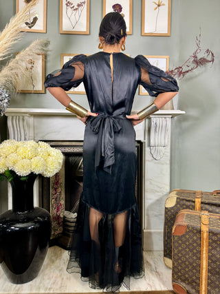 Hera, 30s Black Silk and Net Gown