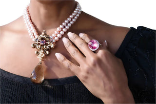 Vintage Pink Baroque Pearl Necklace Bracelet