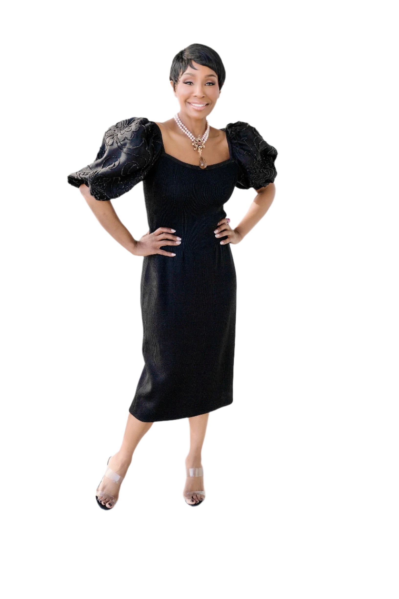 Vintage St. John for I. Magnin Black Knit Dress with Exaggerated Puff Coveted Mix Vintage St. John for I. Magnin Black Knit Dress with Exaggerated Puff Coveted Mix