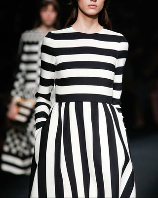 Valentino FW15 Runway Large-Stripe Wool & Silk Mii Dress