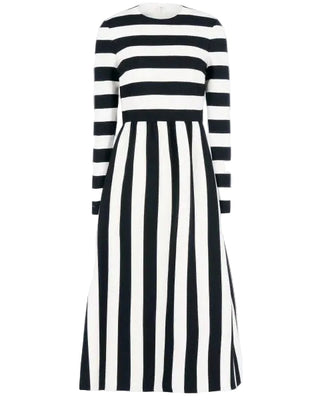 Valentino FW15 Runway Large-Stripe Wool & Silk Mii Dress