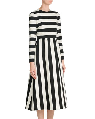 Valentino FW15 Runway Large-Stripe Wool & Silk Mii Dress