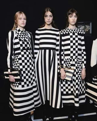 Valentino FW15 Runway Large-Stripe Wool & Silk Mii Dress