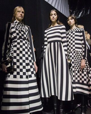 Valentino FW15 Runway Large-Stripe Wool & Silk Mii Dress