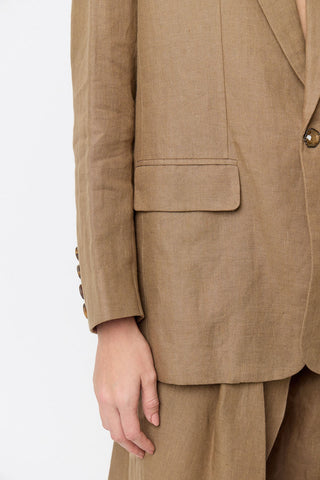 SS26 Camel Open Back Blazer