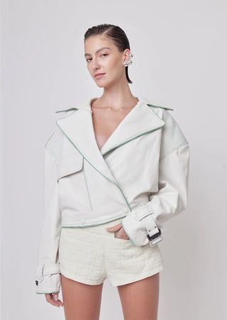 SS25 DNA White Leather Jacket