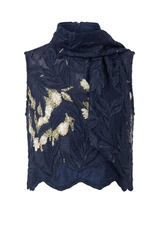 SS26 Sheer Embroidered Blue Top with Lime Details